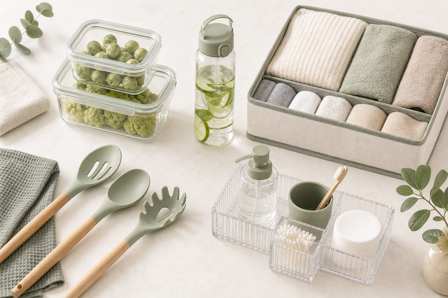 DayMild homeware assortment arranged in a bright studio