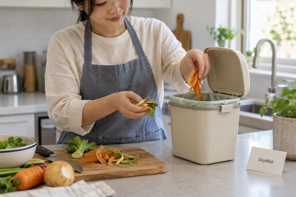 Illustrative DayMild countertop compost bins household application sample
