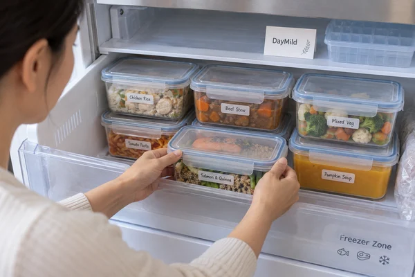Illustrative DayMild freezer food storage containers household application sample