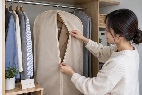 Illustrative DayMild hanging garment bags household application sample