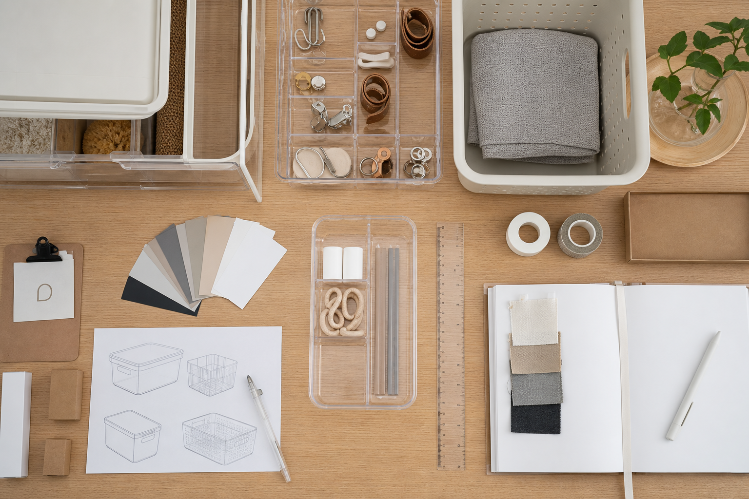 Buyer planning a homeware range with samples and product notes