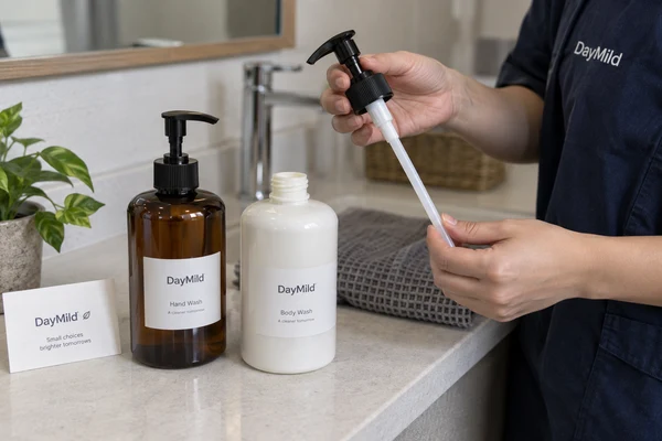 DayMild refillable soap dispensers application illustration