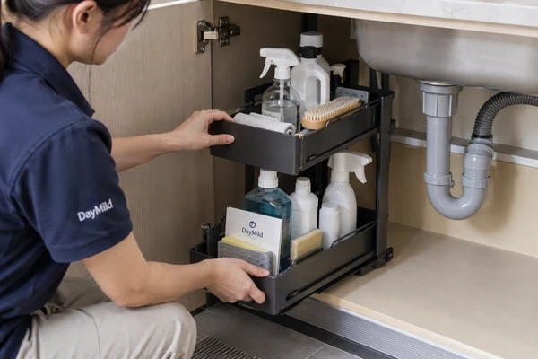 DayMild under sink organizers application illustration