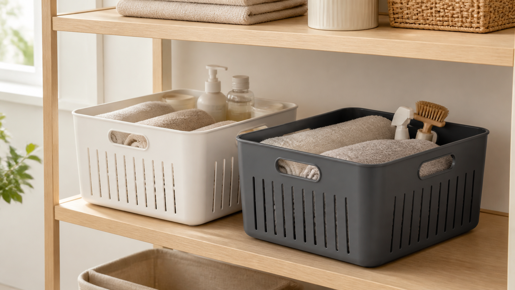 Everyday open shelf basket for home organization